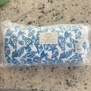 Lilly Pulitzer White and Blue Seashell Beach Pillow with Rope Trim